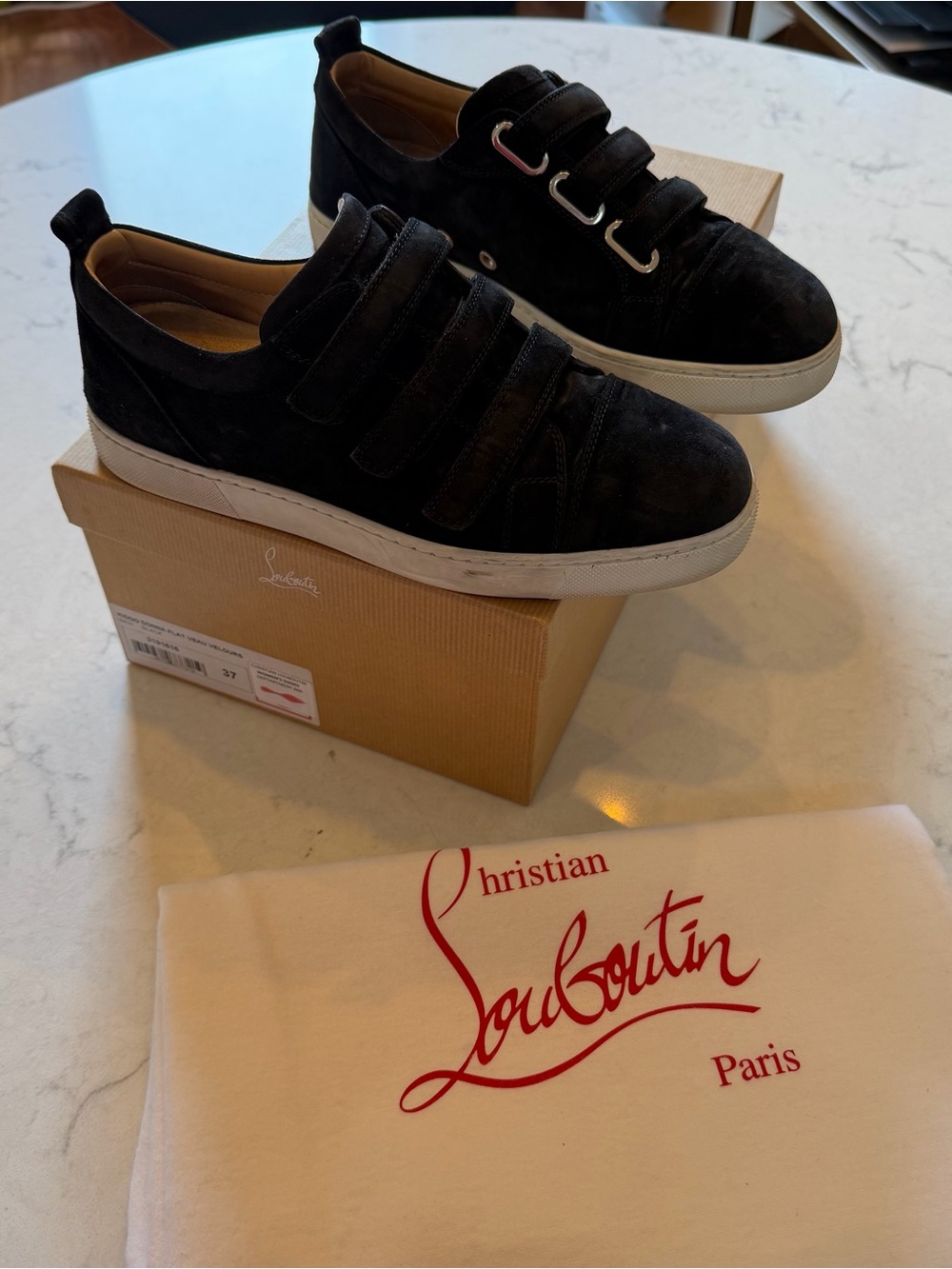 Christian Louboutin ❤️ Women’s Kiddo Donna Flat Velcro Sneaker Black Size 37
